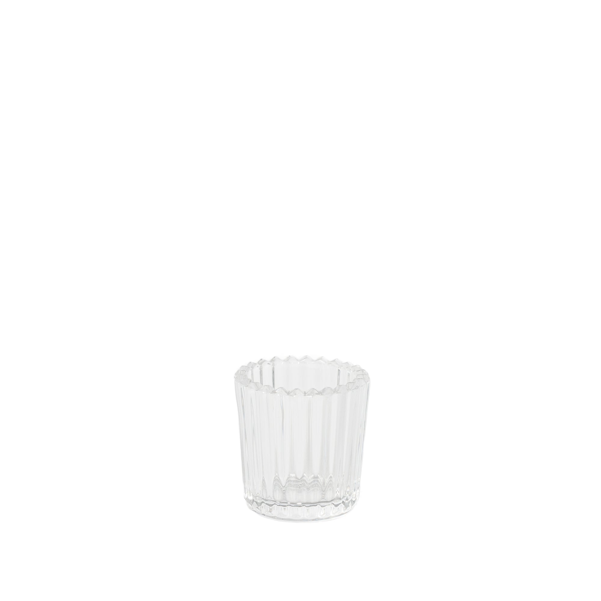 Glass tea light candle holder, ribbed for hire | For Love & Living Gold Coast Wedding & Events