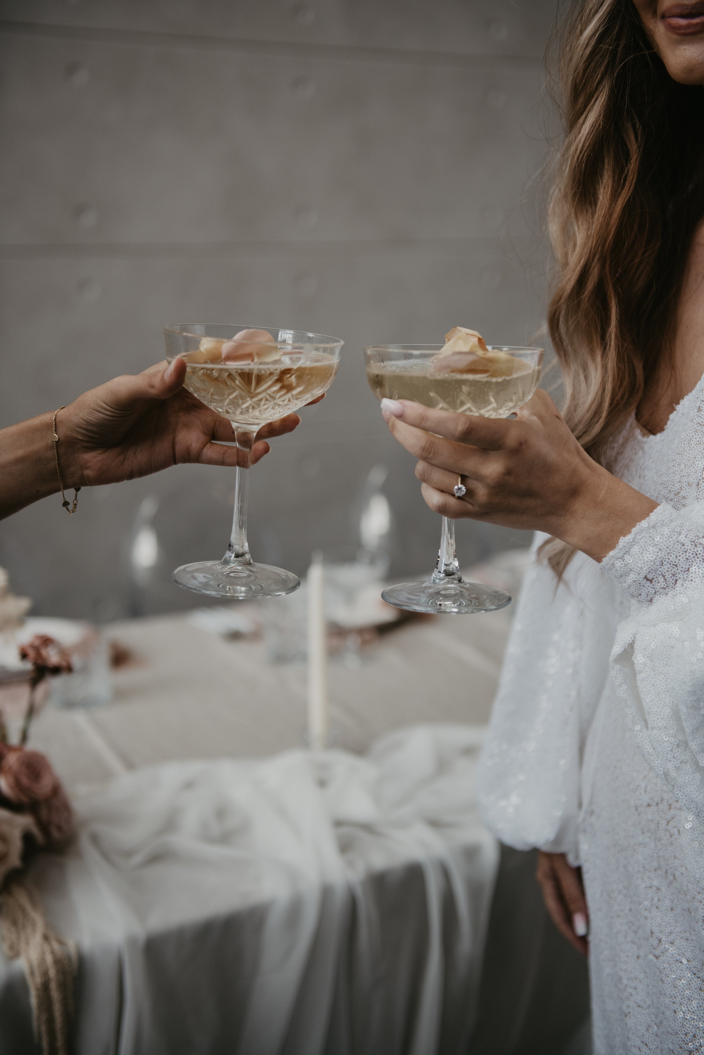 Champagne Coupe Cut Glass For Hire - For Love & Living Gold Coast Weddings & Events