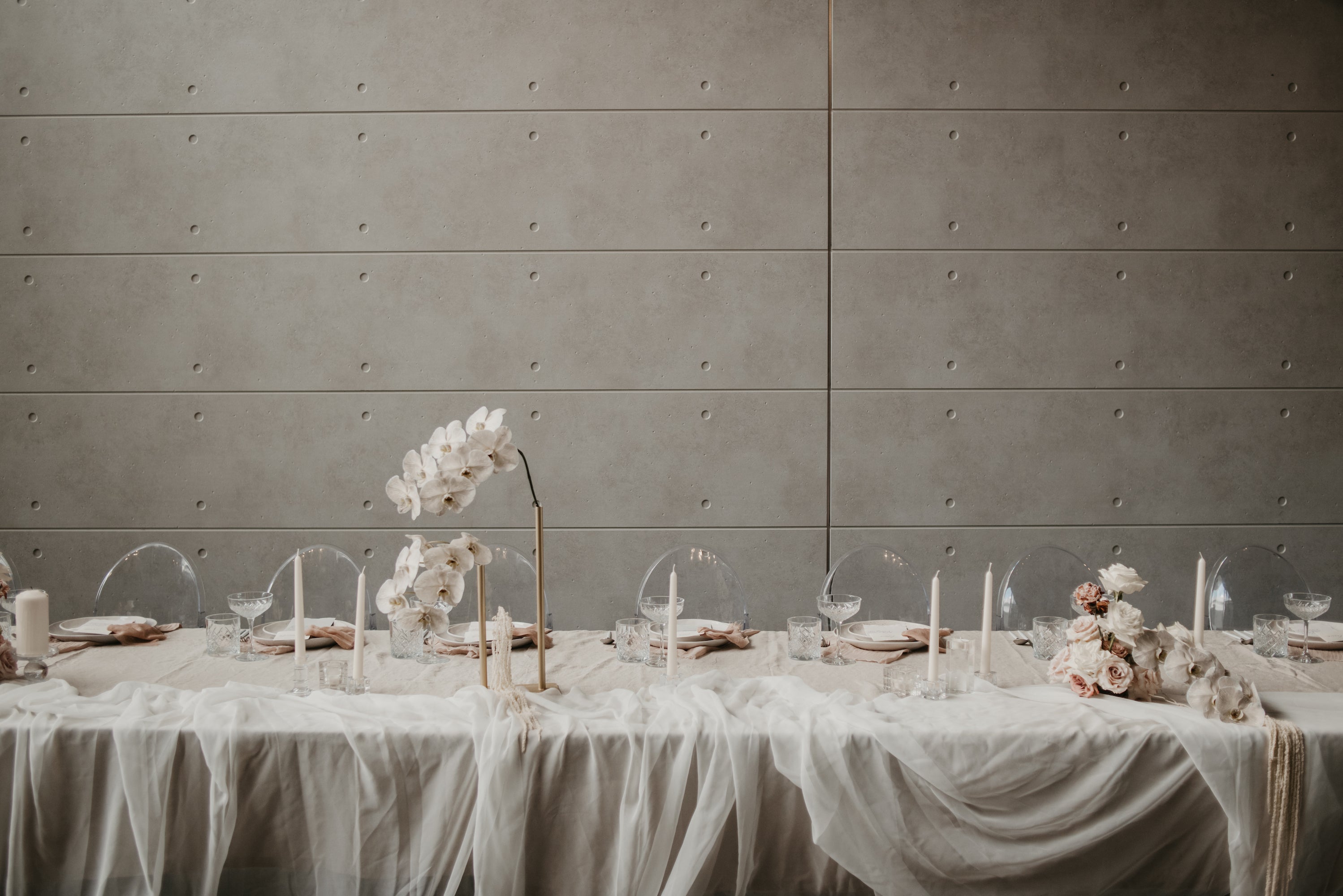 White Silk Chiffon For Hire | For Love & Living Gold Coast wedding & event hire