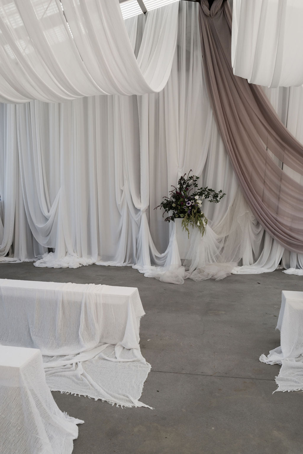 Ivory Chiffon Ceiling Draping