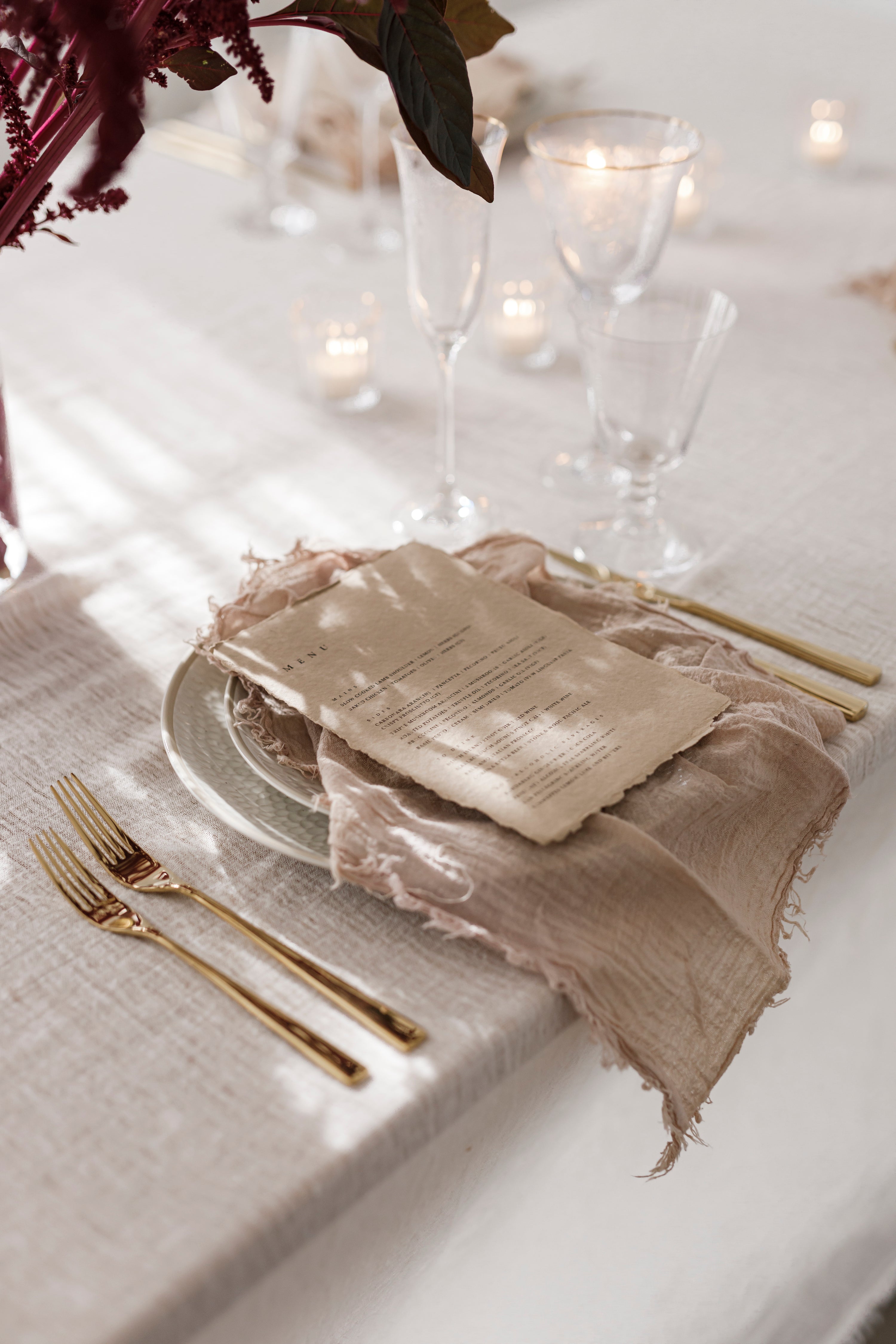 Textured cotton tablecloths for Hire | Wedding & event Hire Gold Coast For Love & Living