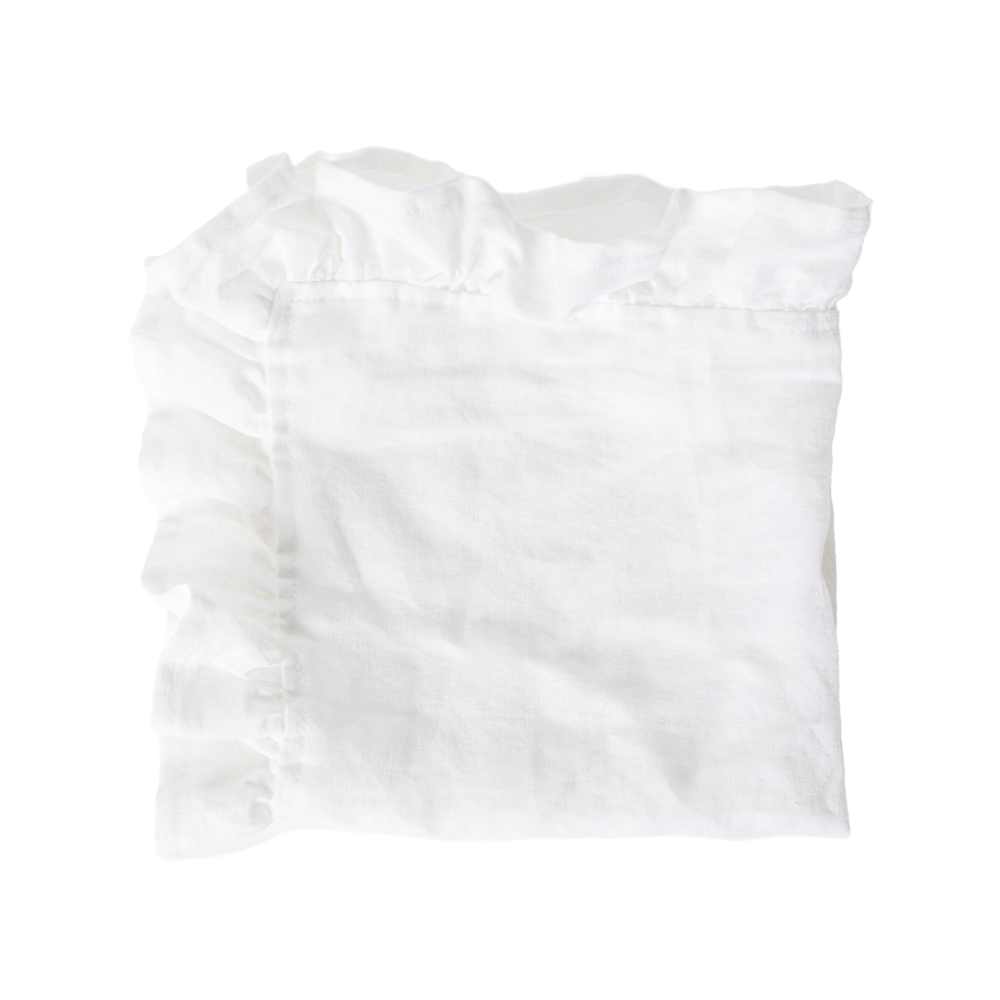 Ruffled White French Linen Napkin