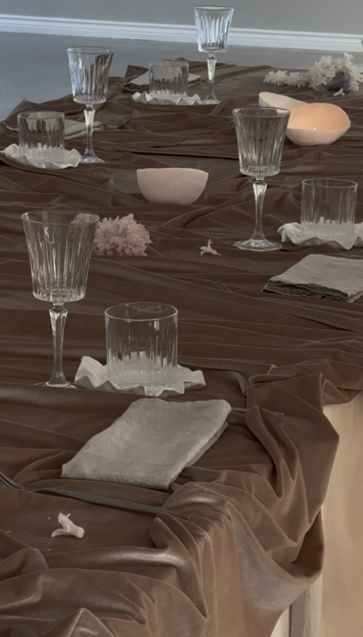 Beige Velvet Styling Fabric