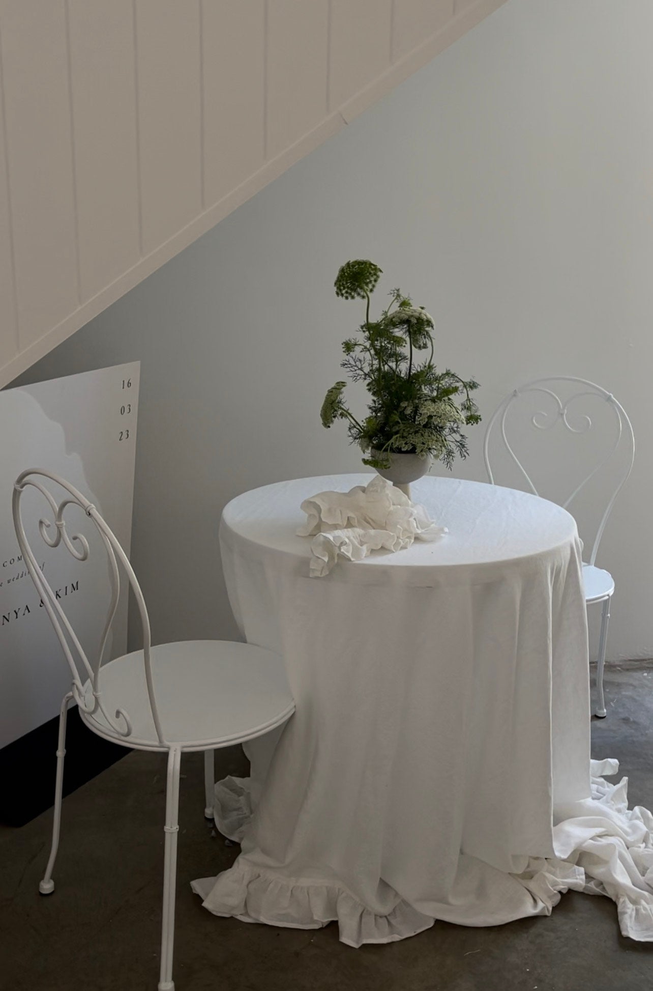 Ruffled French Linen Tablecloths - White