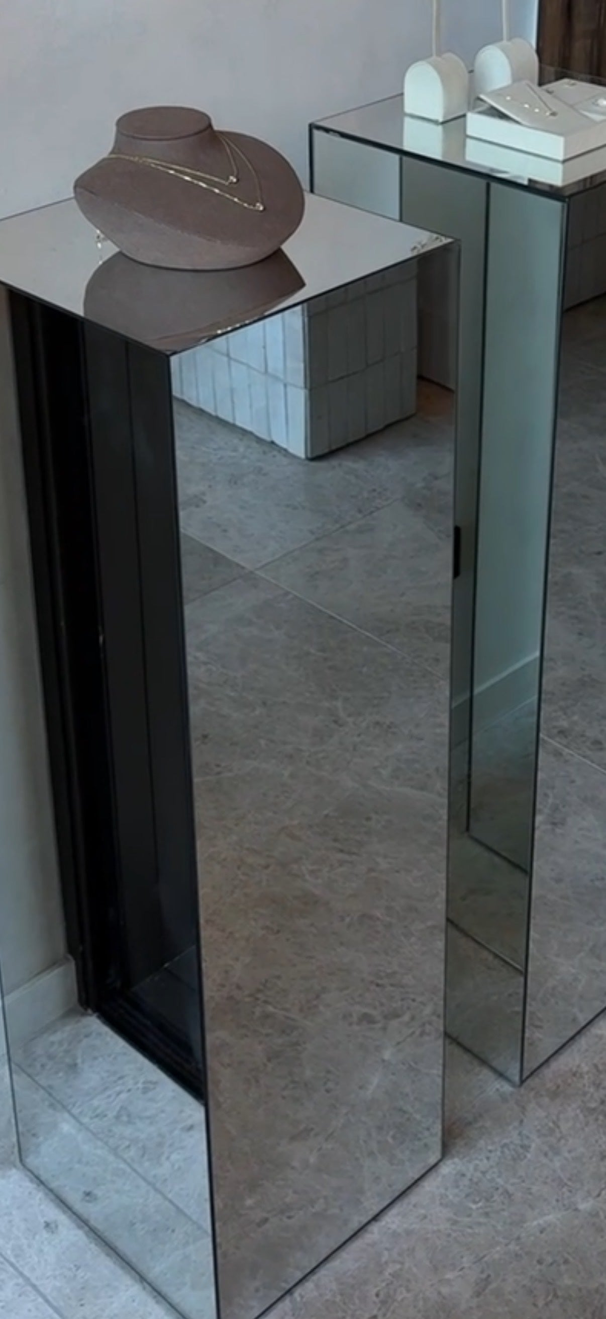 Silver Mirrored Plinths