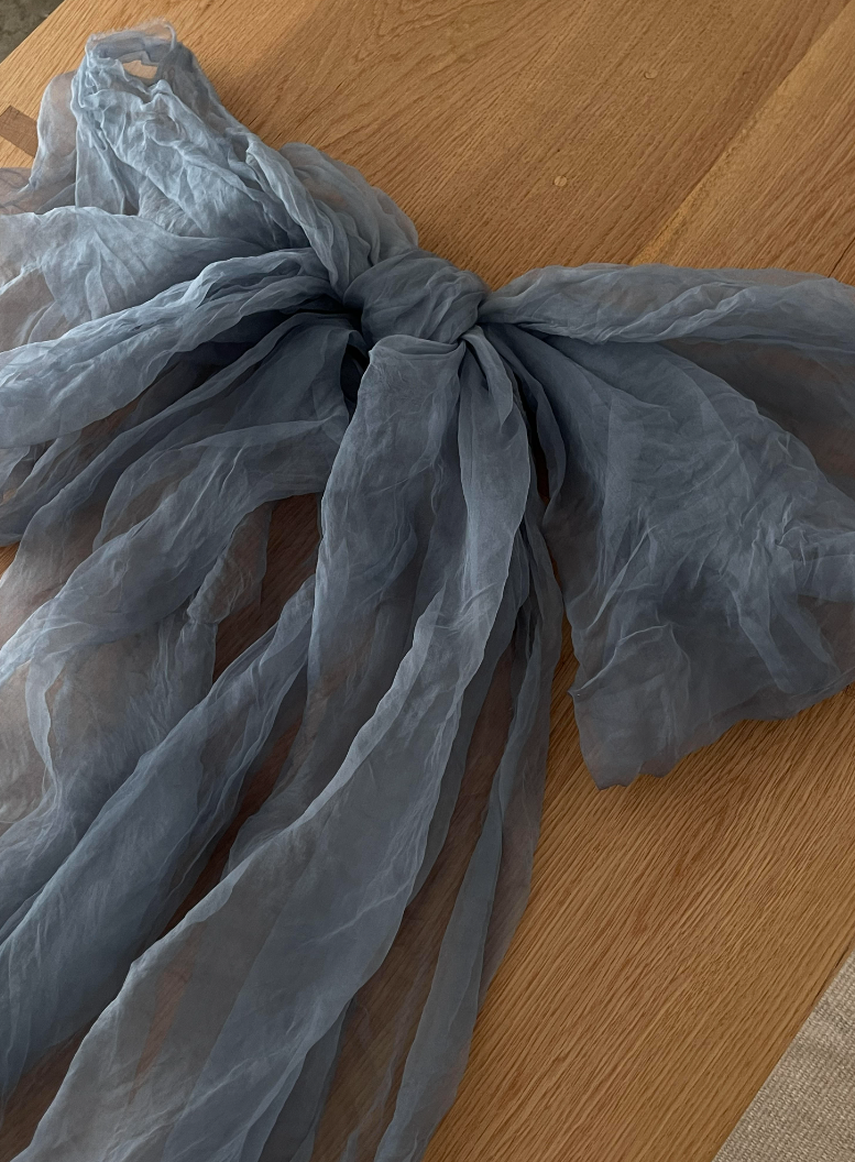 Blue Textured Silk Bow