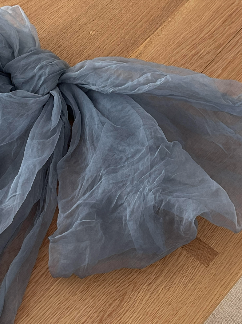 Blue Textured Silk Bow
