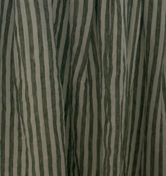 Green Pinstripe Pleated Cafe Round